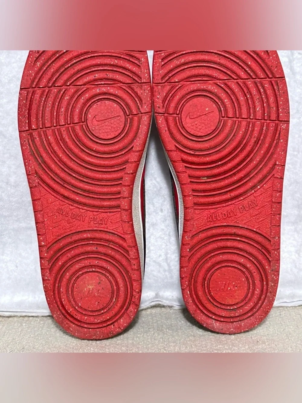 Nike Big Kids Court Borough Low 2 Red/Blk Leather Athletic Sneakers Shoes SZ 4Y